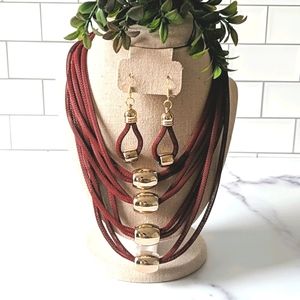 💥RED SET statement earrings and necklace💥